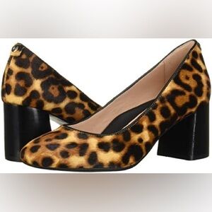 NIB Taryn Rose Ricki Calf Hair Block Heel Leopard Print Pumps - Size 10